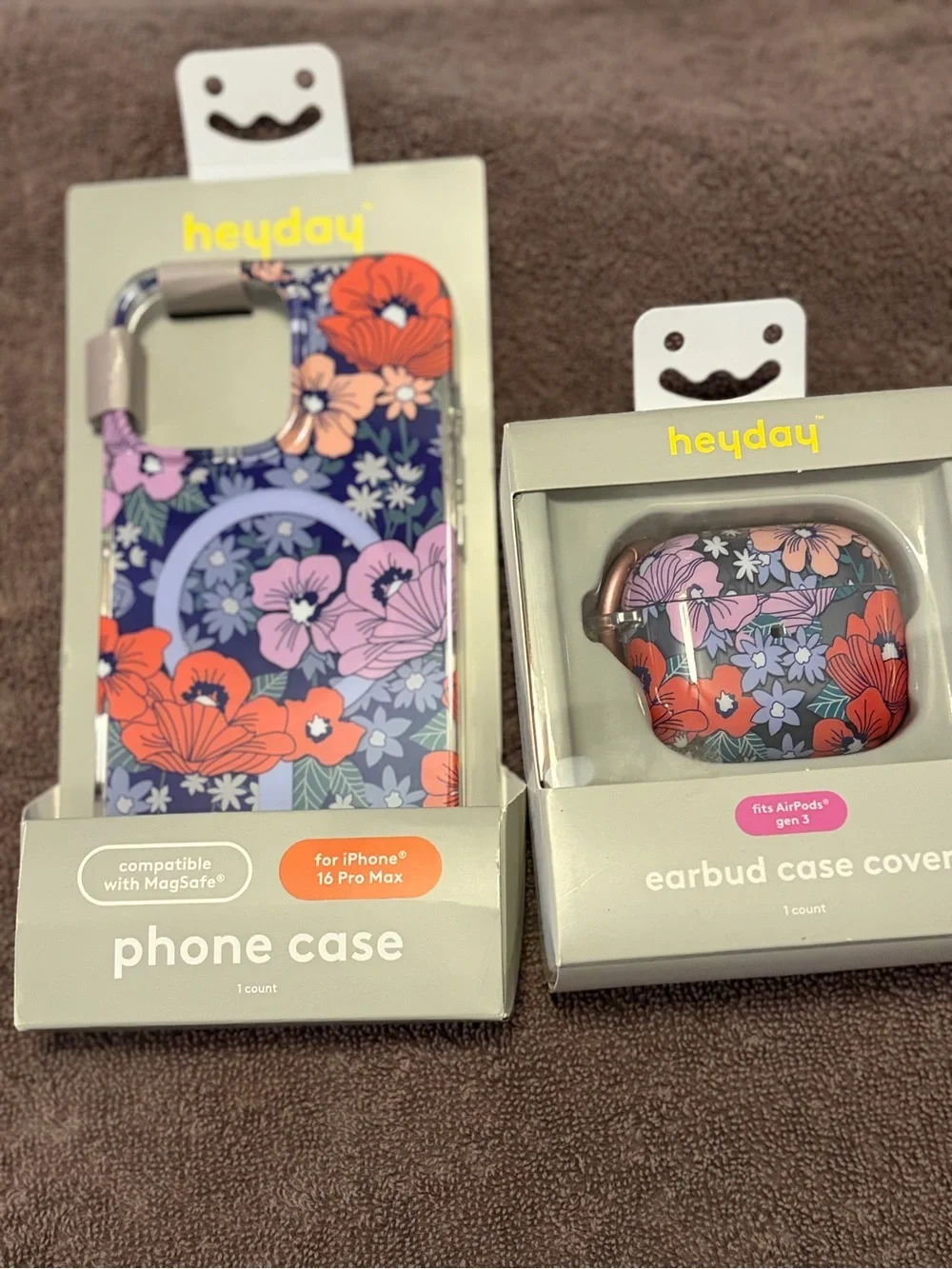 heyday Navy Floral Phone Case & AirPods Case Cover with Pink/Coral NWT